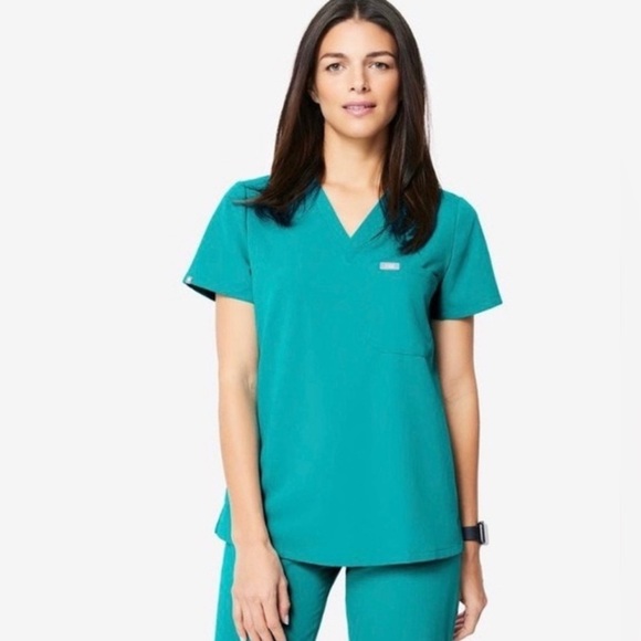 FIGS Catarina Scrub Top Teal Blue XL Limited Edition Pocket Medical Nurse - Picture 1 of 4